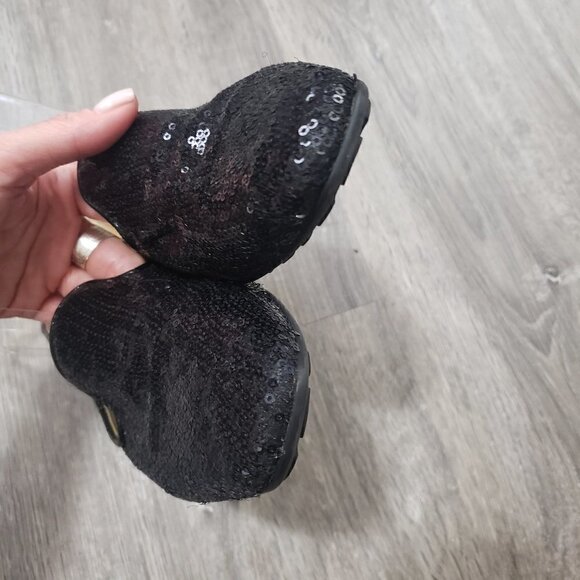 Jimmy Choo Black Sequin Smoking Slippers Sz 37 - Picture 6 of 10